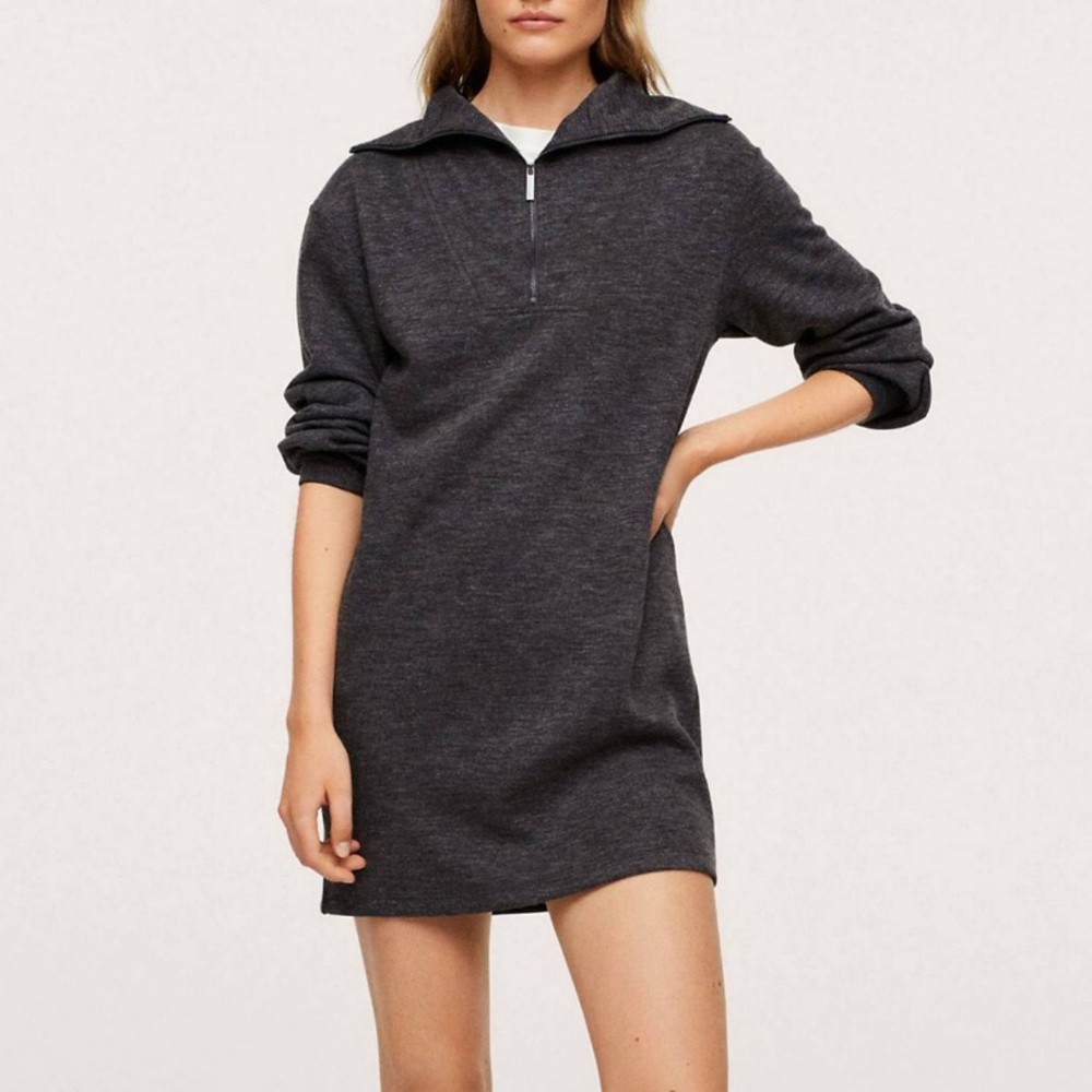 Mango zip up knitted mini dress